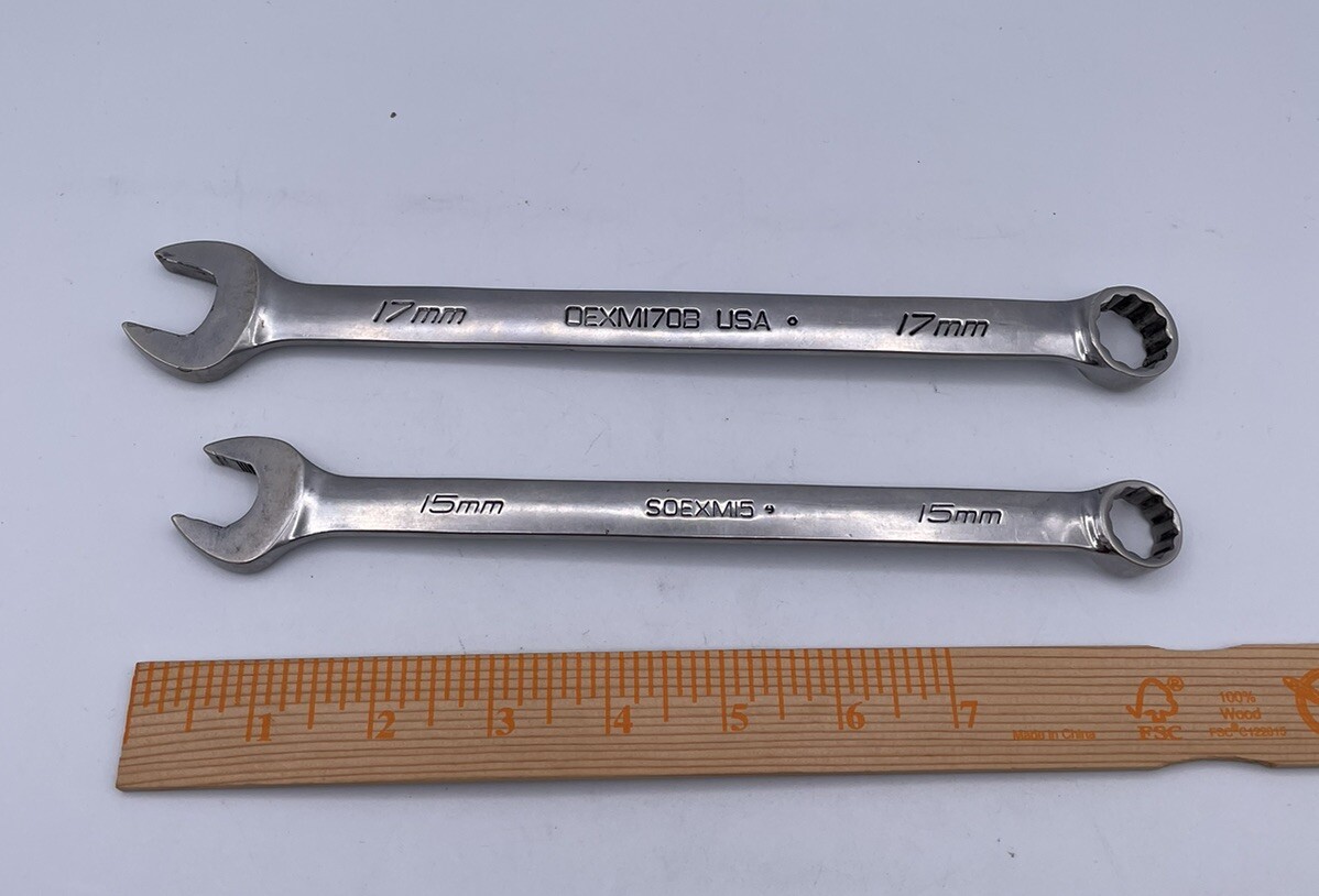 Snap On Flank Drive 12 Point Lot Of 2, 15&17mm SOEXM15-OEXM170B