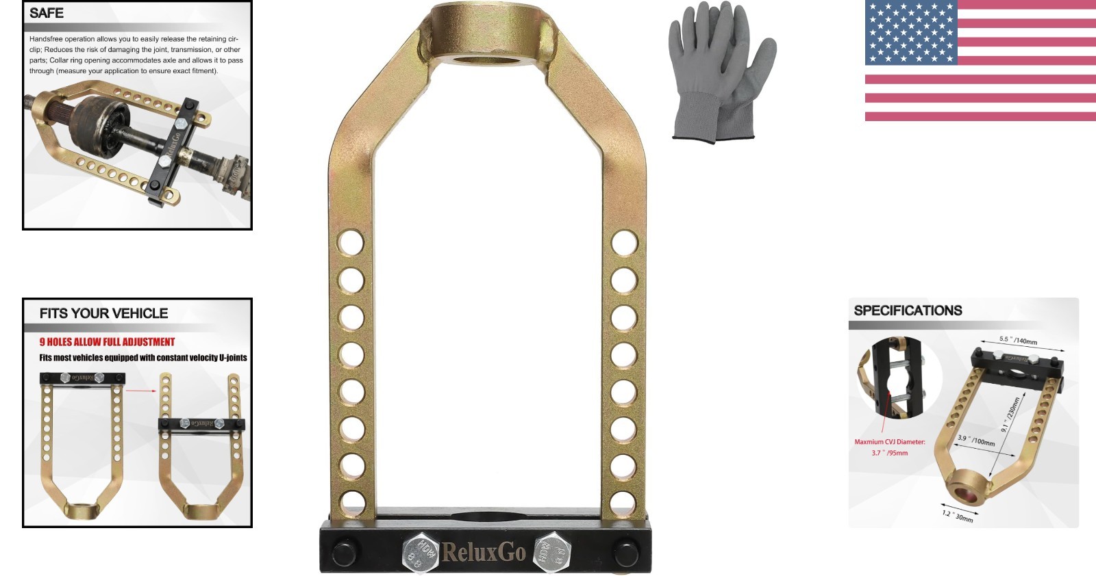 Durable CV Joint Removal Tool with 9 Adjustable Holes for Versatile Use
