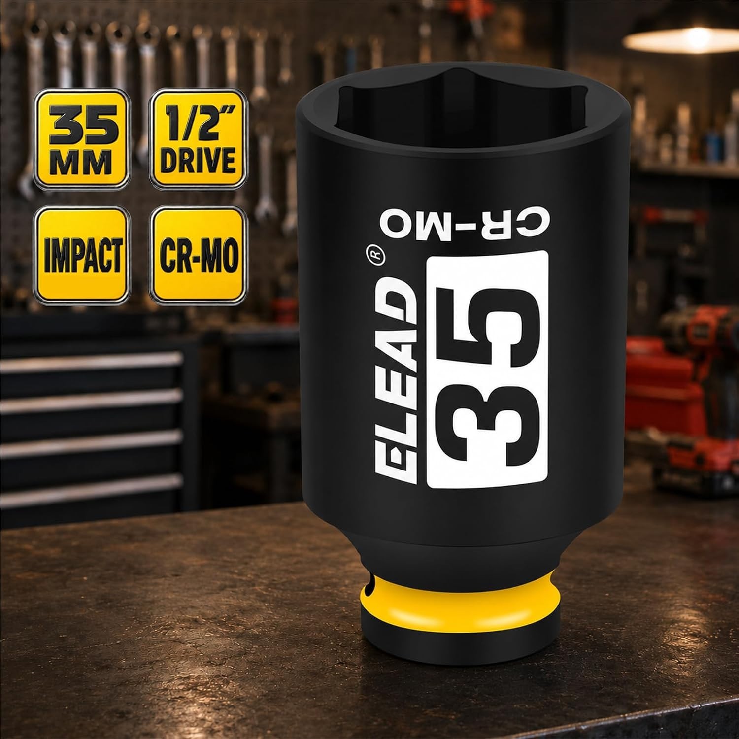 35 mm Socket 1/2″ Drive Deep Impact Socket, Metric 6 Point 1/2-inch Drive Imp…