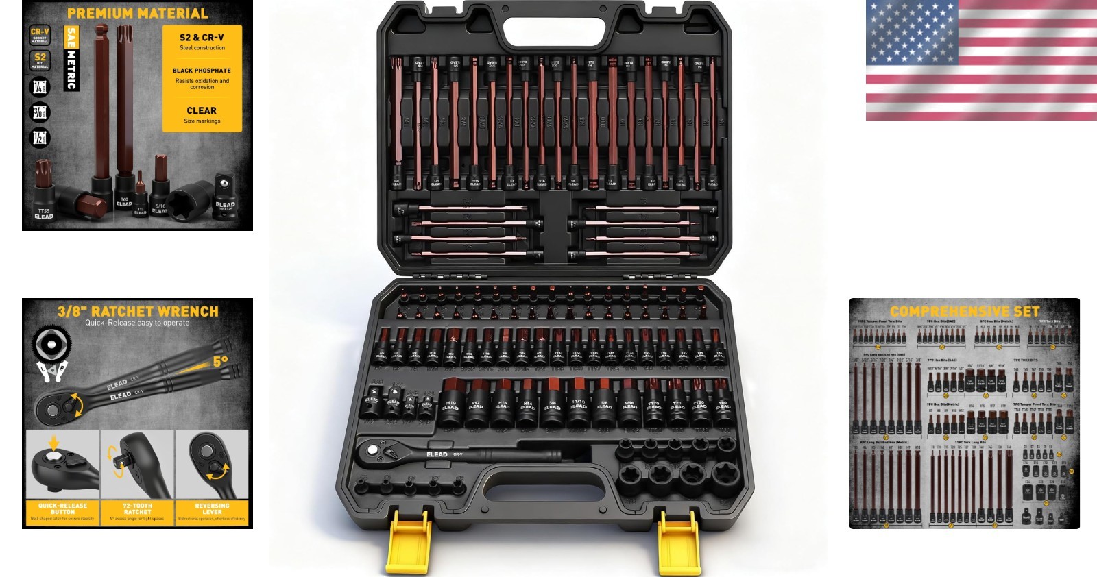 112-Piece Torx & Allen Bit Socket Set, SAE & Metric