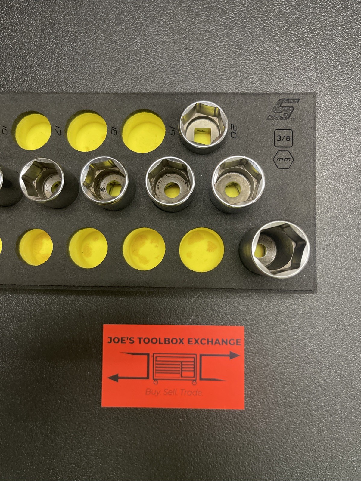 Snap-on 221SFMSFHVX 21pc 3/8″ Dr. Metric Socket Set 6–20mm Shallow & Deep Hi Viz