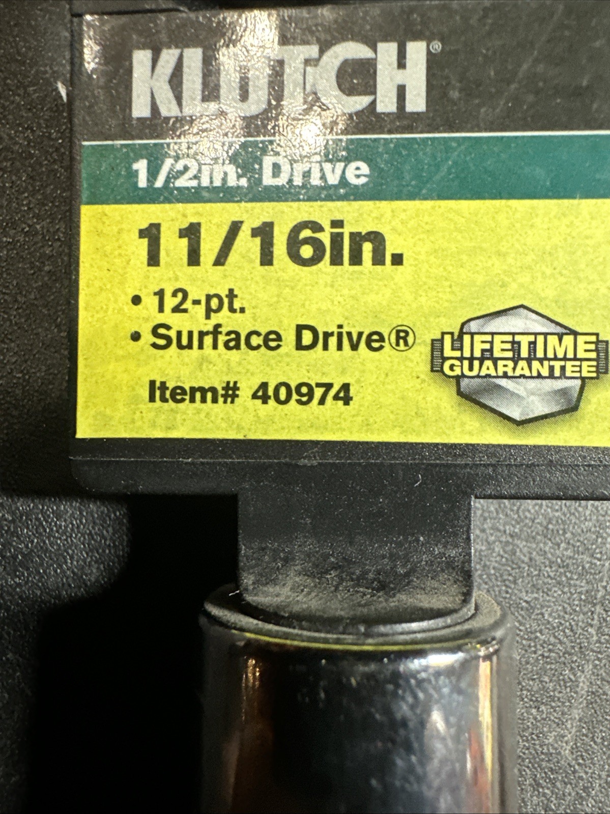 New Klutch 1/2 Drive 12pt 11/16” Chrome Sae Socket