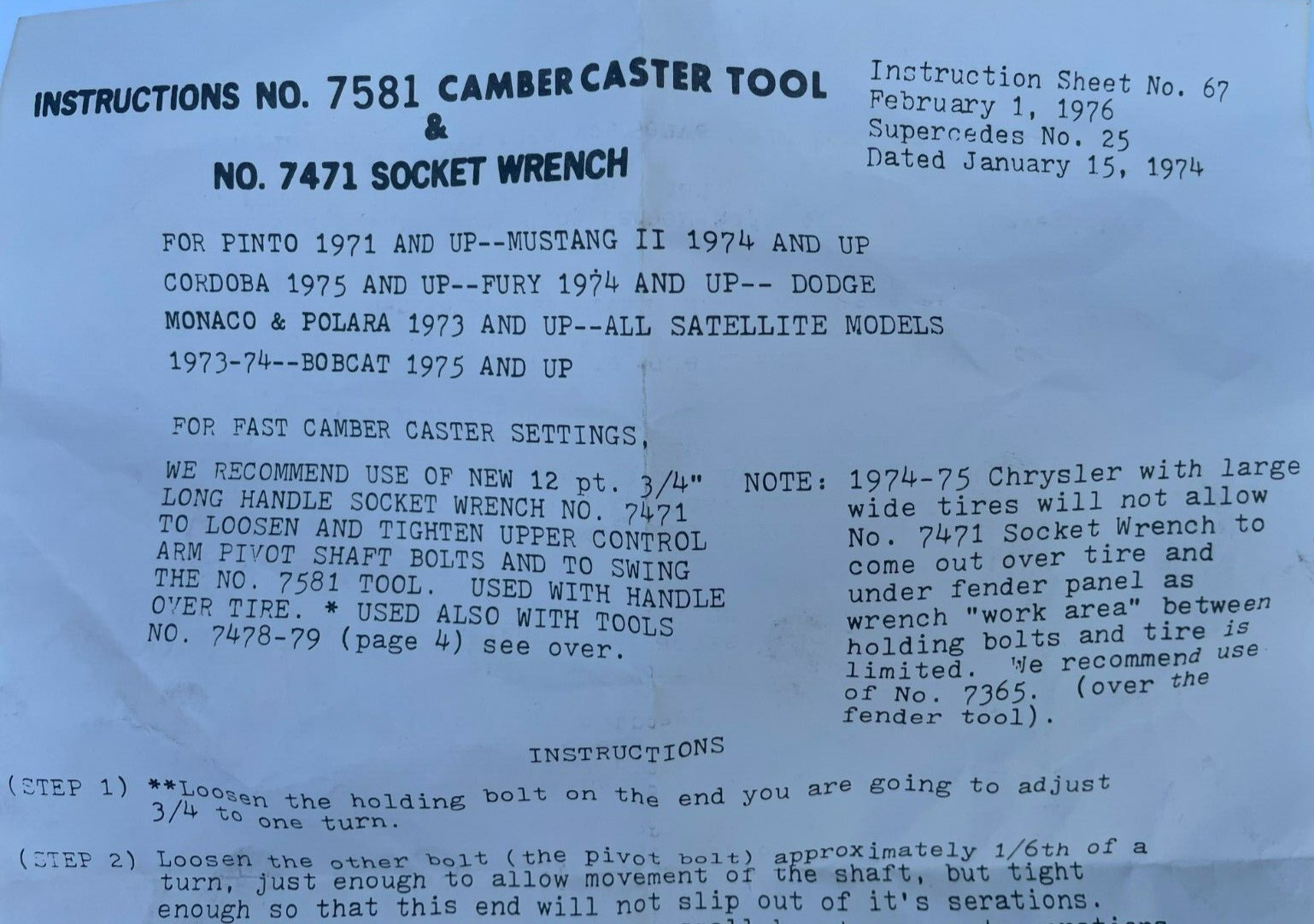 Specialty Products Camber Caster Tool No, 7581