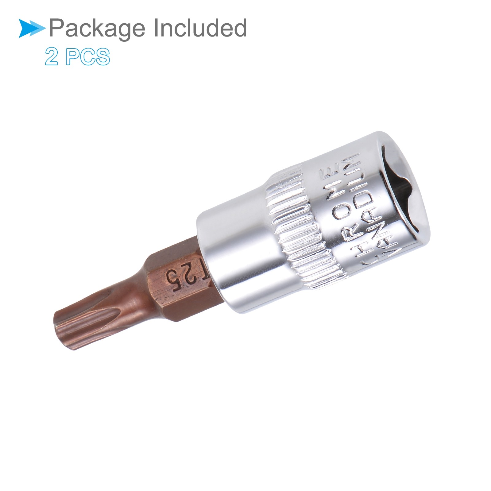 2PCS Torx Bit Socket Metric T25 Bit 1/4″ Drive 1.5″ Long Alloy Steel CR-V Socket