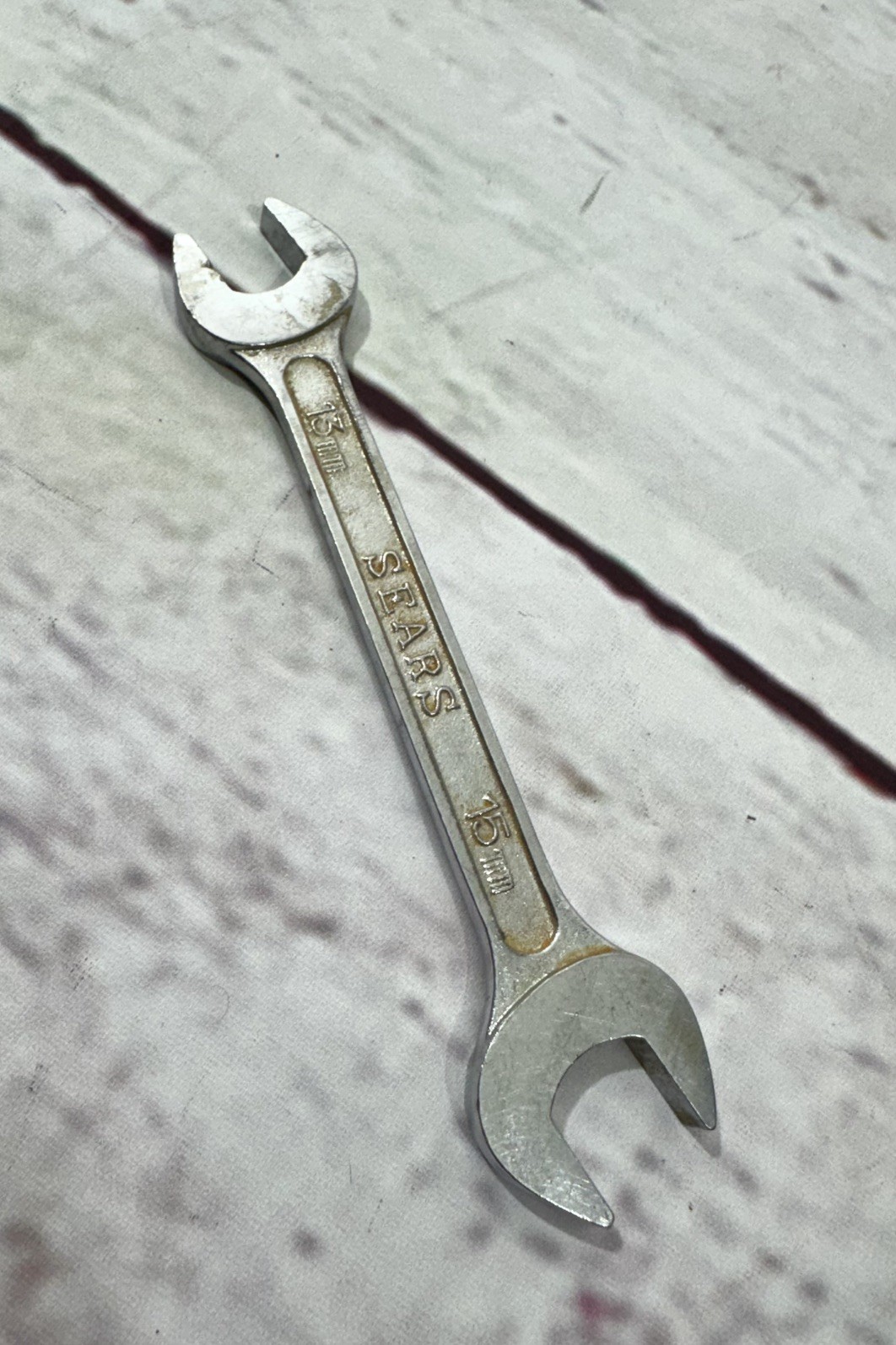 SEARS 13MM X 15MM Metric Double Open End Wrench vintage Tool Craftsmen BF Japan