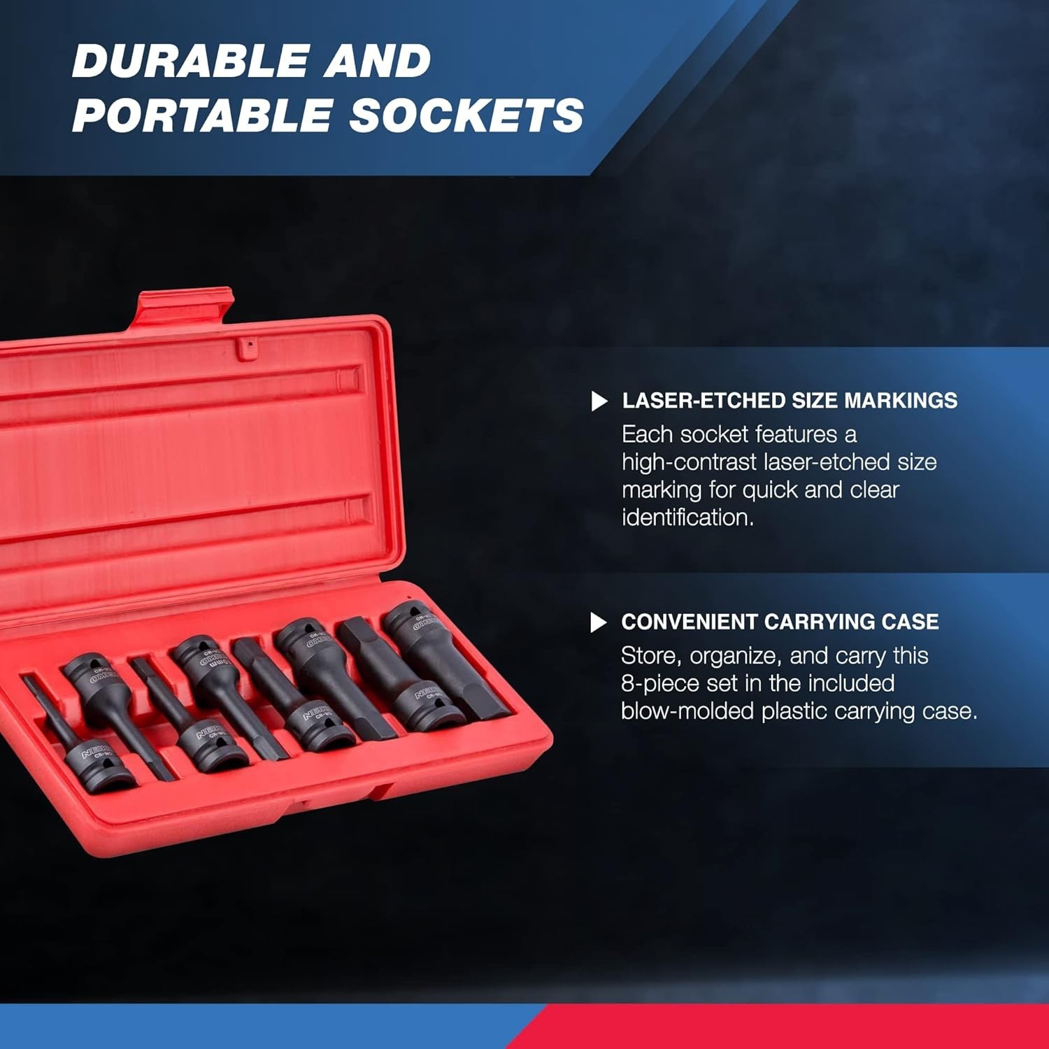 8-PCS 1/2-In Drive Allen Socket Set 3-In 1/2-In Impact Hex-Bit Socket Set SAE