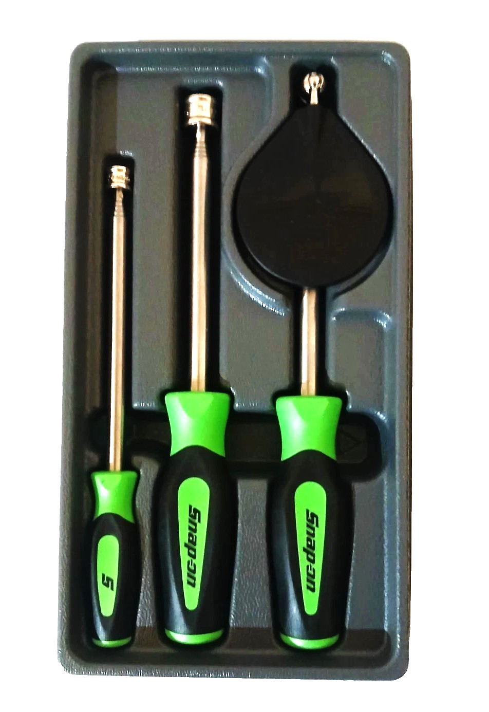 *NEW* Snap-on Tools PTM30G 3 pcs *GREEN* Magnetic Pick-up Tool & Mirror Set