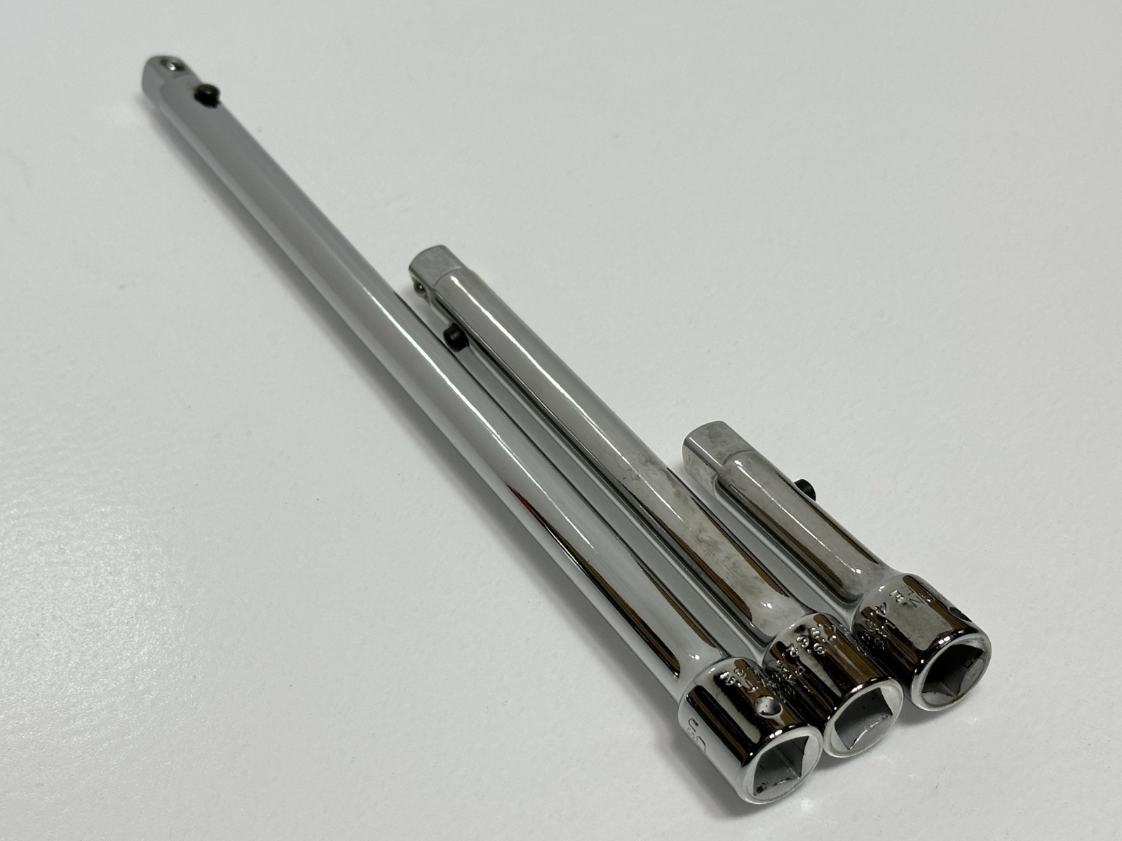 Craftsman USA 3pc EE 3/6/10” 3/8″ Dr. PUSH BUTTON Locking Extension Bar Set RARE