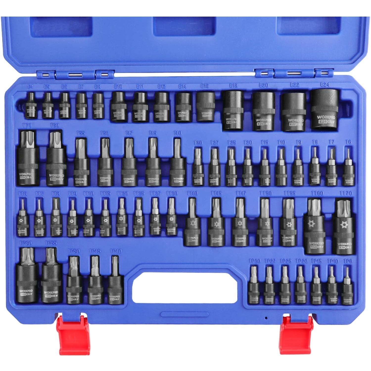 60-piece Master Torx Bit Socket and External Torx Socket Set, 1/4″, 3/8″, 1/2…