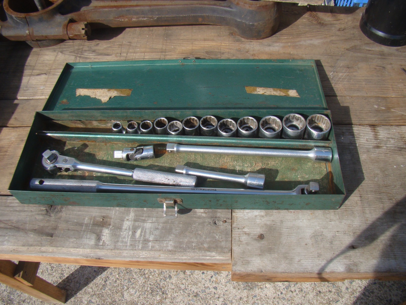 Vtg Thorsen 18pc 1/2″ Drive Socket Set 1218 Made In USA Ratchet SAE 12 Pt