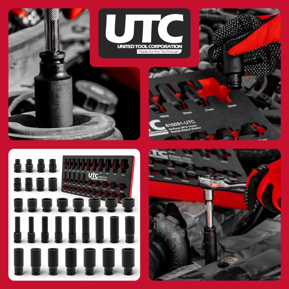 Socket Set Impact 3/8 Drive 32 Piece Deep Shallow 7-22mm EVA Foam Tray UK