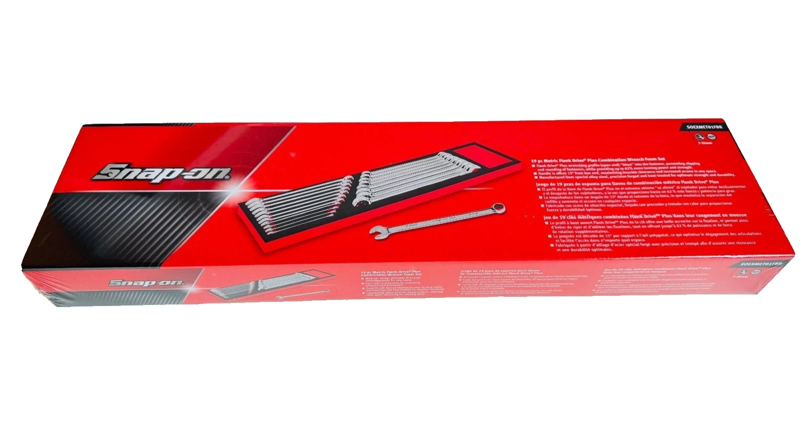 New Snap-on™ SOEXMET01FBR 19pc Metric Flank Dr+ Wrench Foam Set 7 – 25 mm SEALed