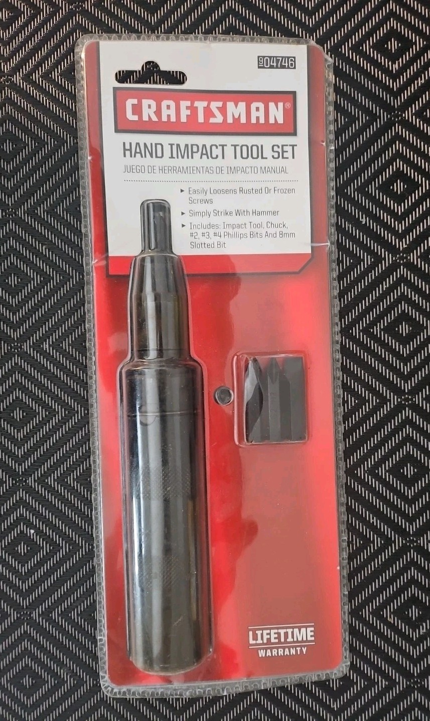 Craftsman Hand Impact Set 1/2″ Inch Drive, bits: #2, #3, #4 (+) & 8mm (9-04746)