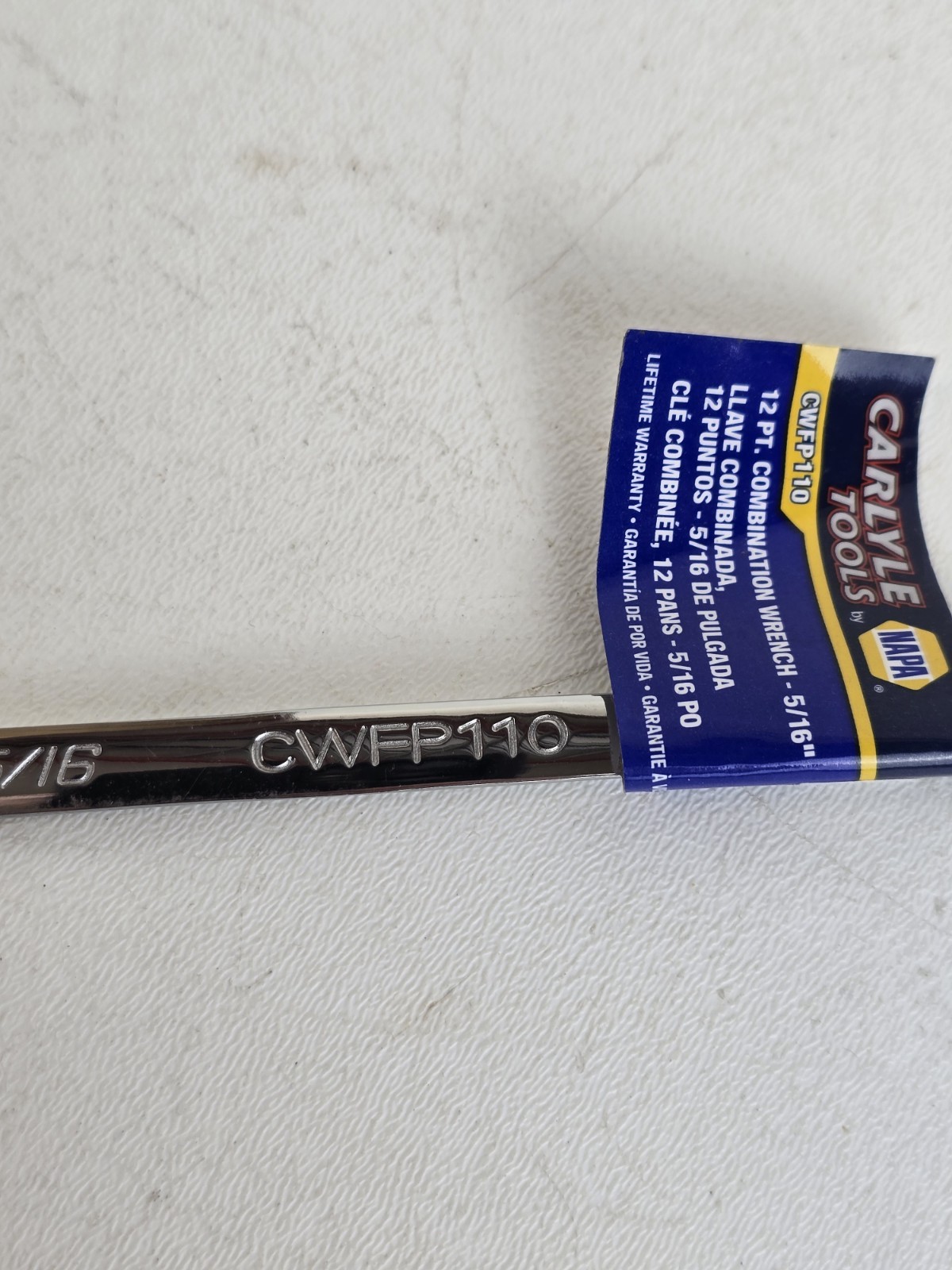 NAPA Carlyle SAE Combination Wrench 12 Pt 5/16″ CWFP110 Polish Chrome