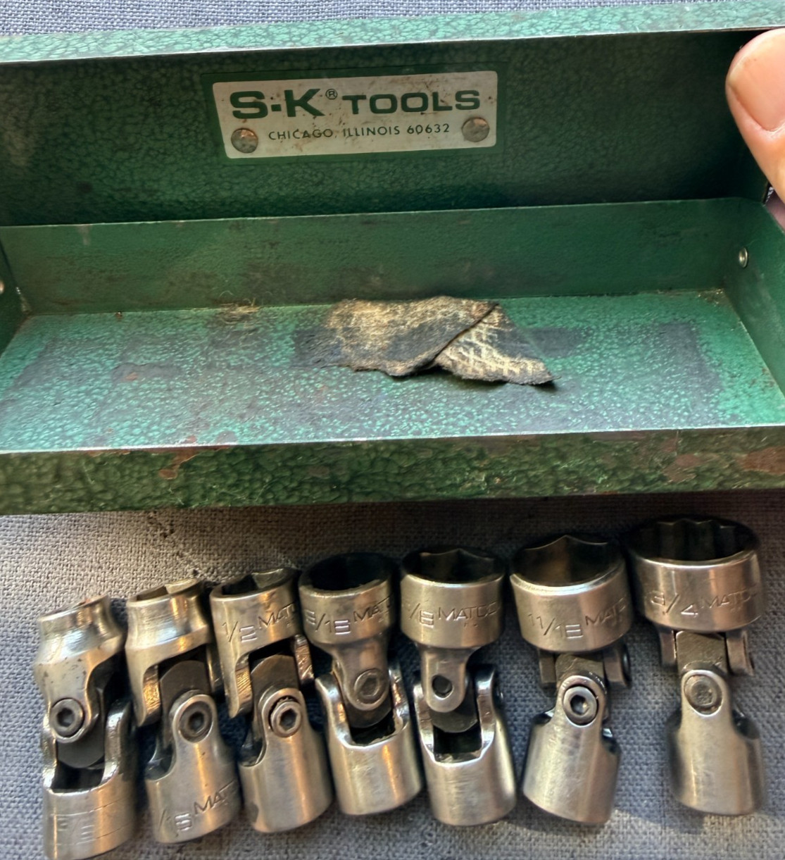 Matco Tools 7 Pc 6 Pt Impact 3/8″ Dr. Swivel Socket Set W/S-K Case