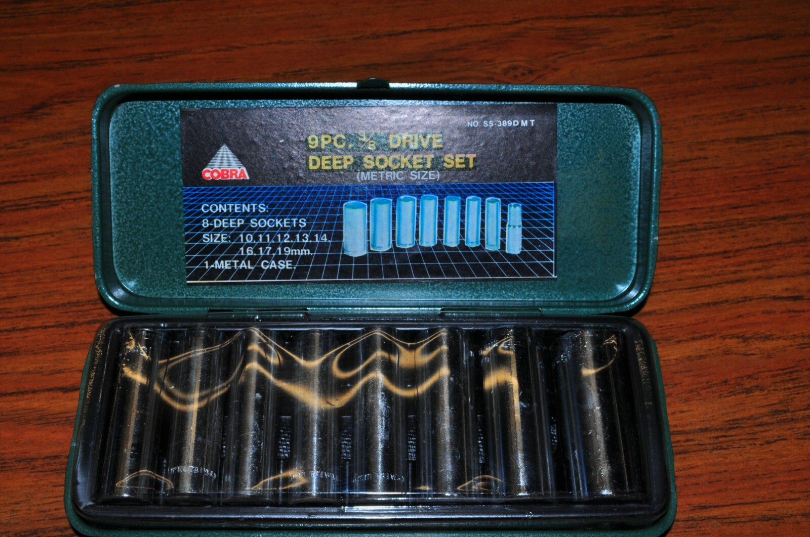 METRIC DEEP SOCKET 9 PCS 3/8″ DR 10MM TO 19MM METAL CASE