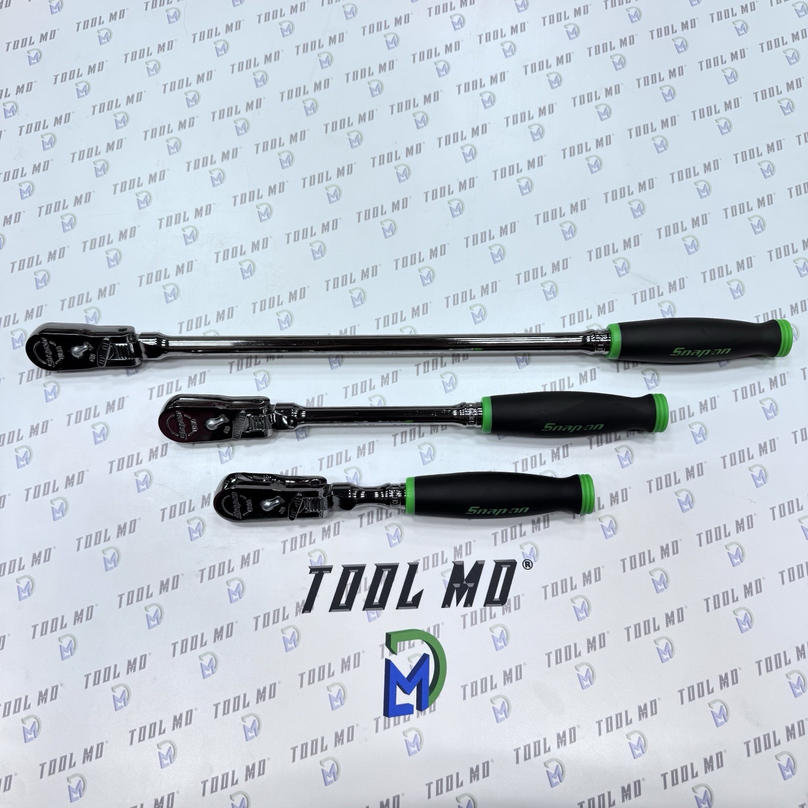 Snap-on Tools 3/8″ Drive 3 Piece GREEN LOCKING FLEX-HEAD Ratchet SET FHLLX80