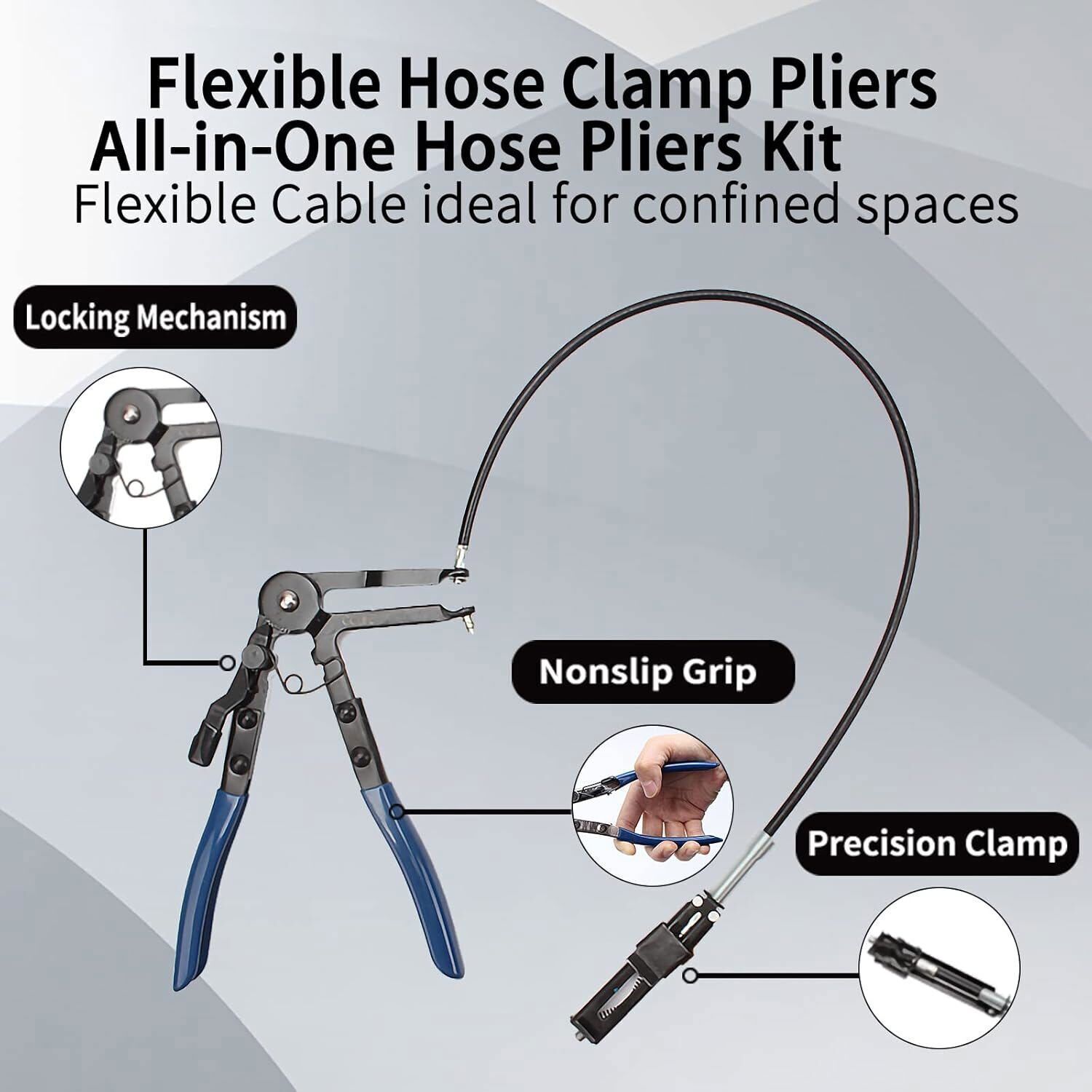 10Pc Hose Clamp Clip Remover Pliers Wire Long Reach Kit Fuel Oil Water Hose Tool