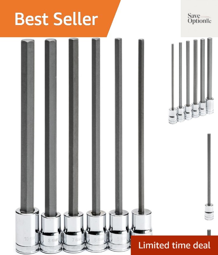 6 Pc. 3/8″ Drive Long Length Hex Bit Socket Set, Metric – 82554