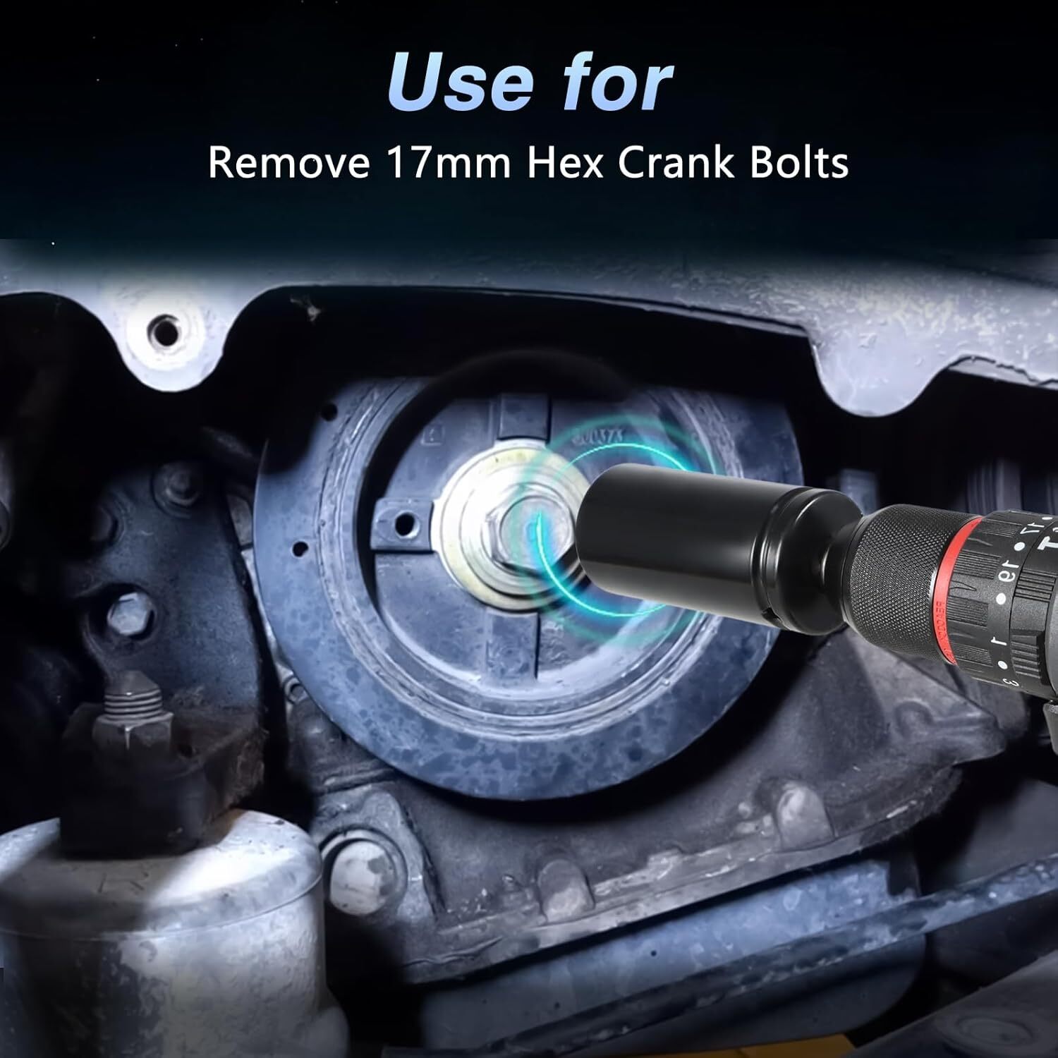 17mm 1/2″ Drive 6 Point Impact Crank Bolt Removal Socket for Honda Kia Engines