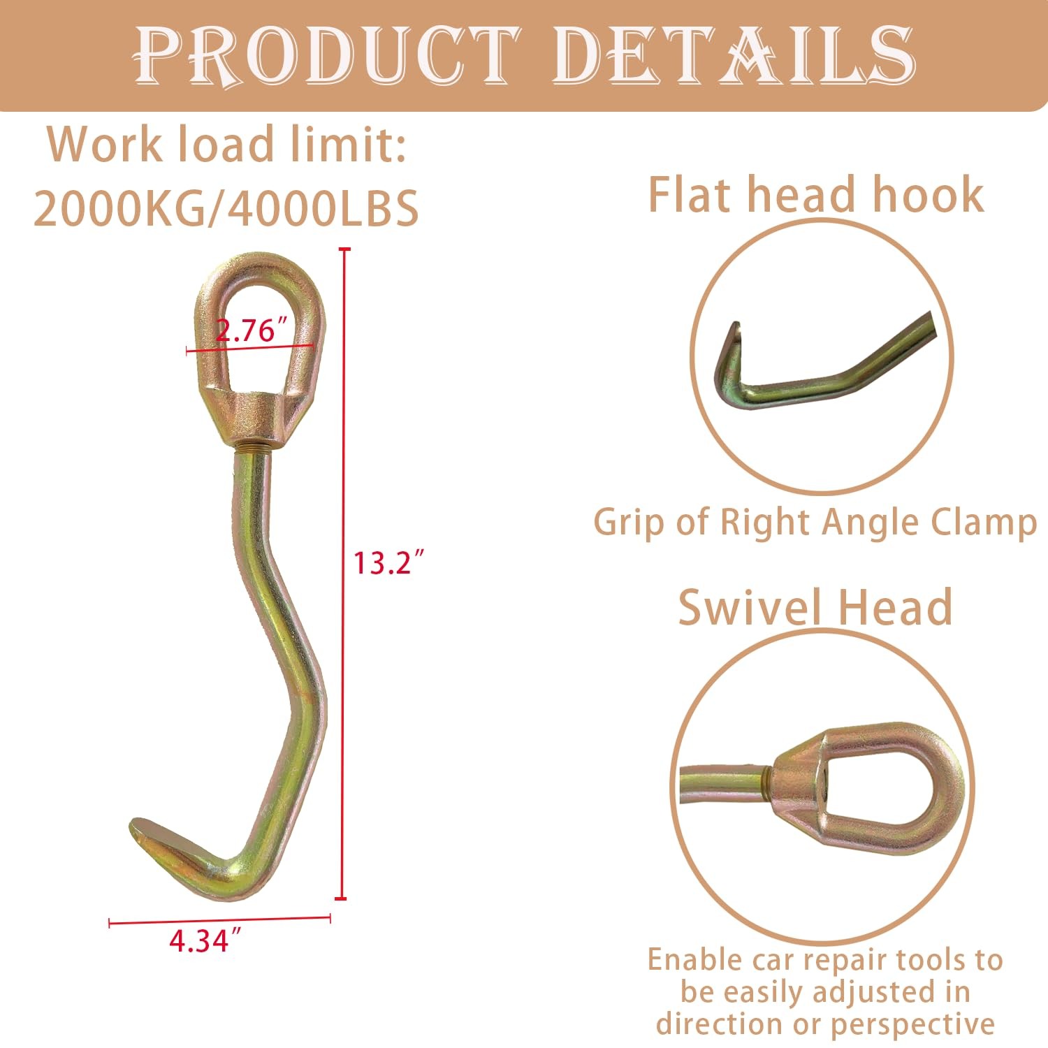 Auto flat nose sheet metal hook，car auto body repair tools, collision Brone