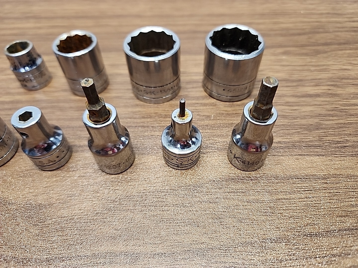 (9) S-K Wayne 3/8″ Drive 12 Point & Specialty SAE Metric Sockets Lot ~ Made USA