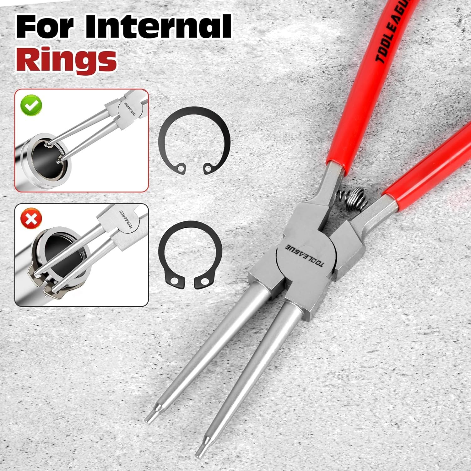 13-Inch Straight Internal Snap Ring Pliers – Comfort Grip & Long-Lasting Design