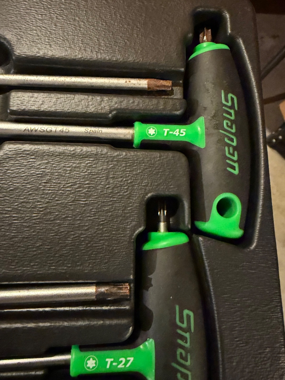 Snap-on 8 Piece Green Soft Grip T-Handle L-Shaped Torx Set T10-T45 AWSGT800A