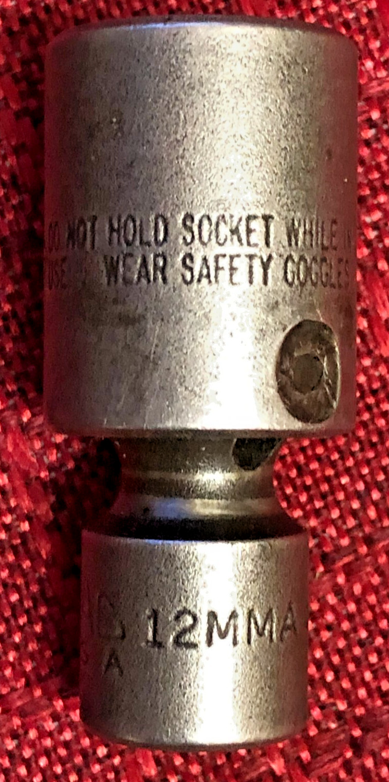 Mac Tool XUP6 Metric 12mm Universal Impact Socket 3/8″dr 6pt 2″L USA 1990 Gd8/10