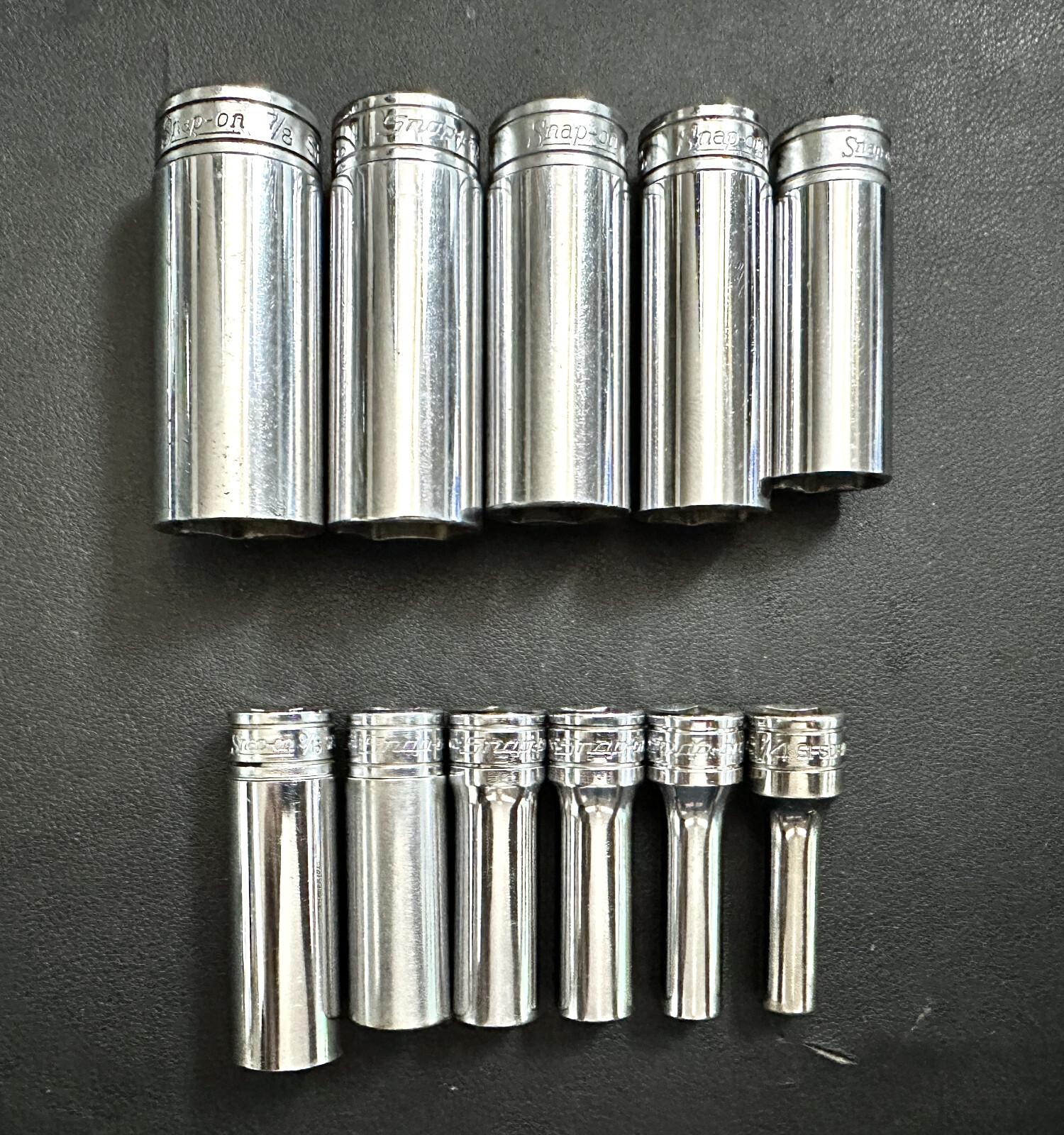 SNAP ON 11-PIECE 3/8″ DRIVE SAE DEEP 6-POINT SOCKET SET (1/4″-7/8″) USA