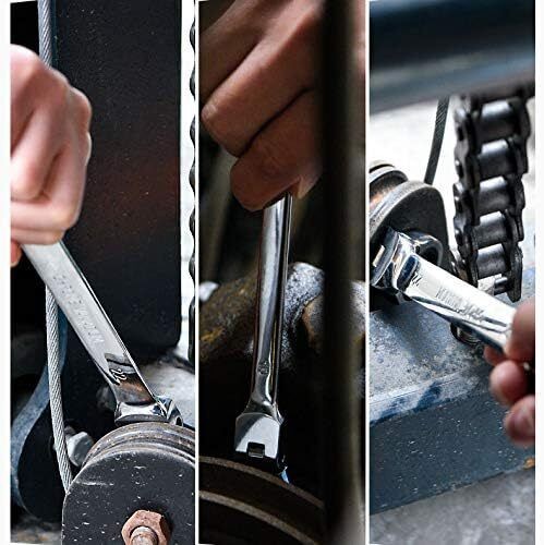 7pc 8-19 mm Ratcheting Wrench Combination Spanner Tool Set Metric Flexible Head