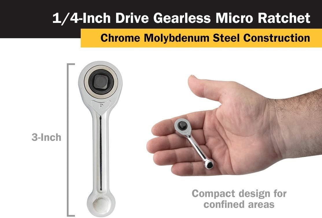 Compact 1/4-Inch Drive Gearless Ratchet – Effortless Operation in Confined Areas