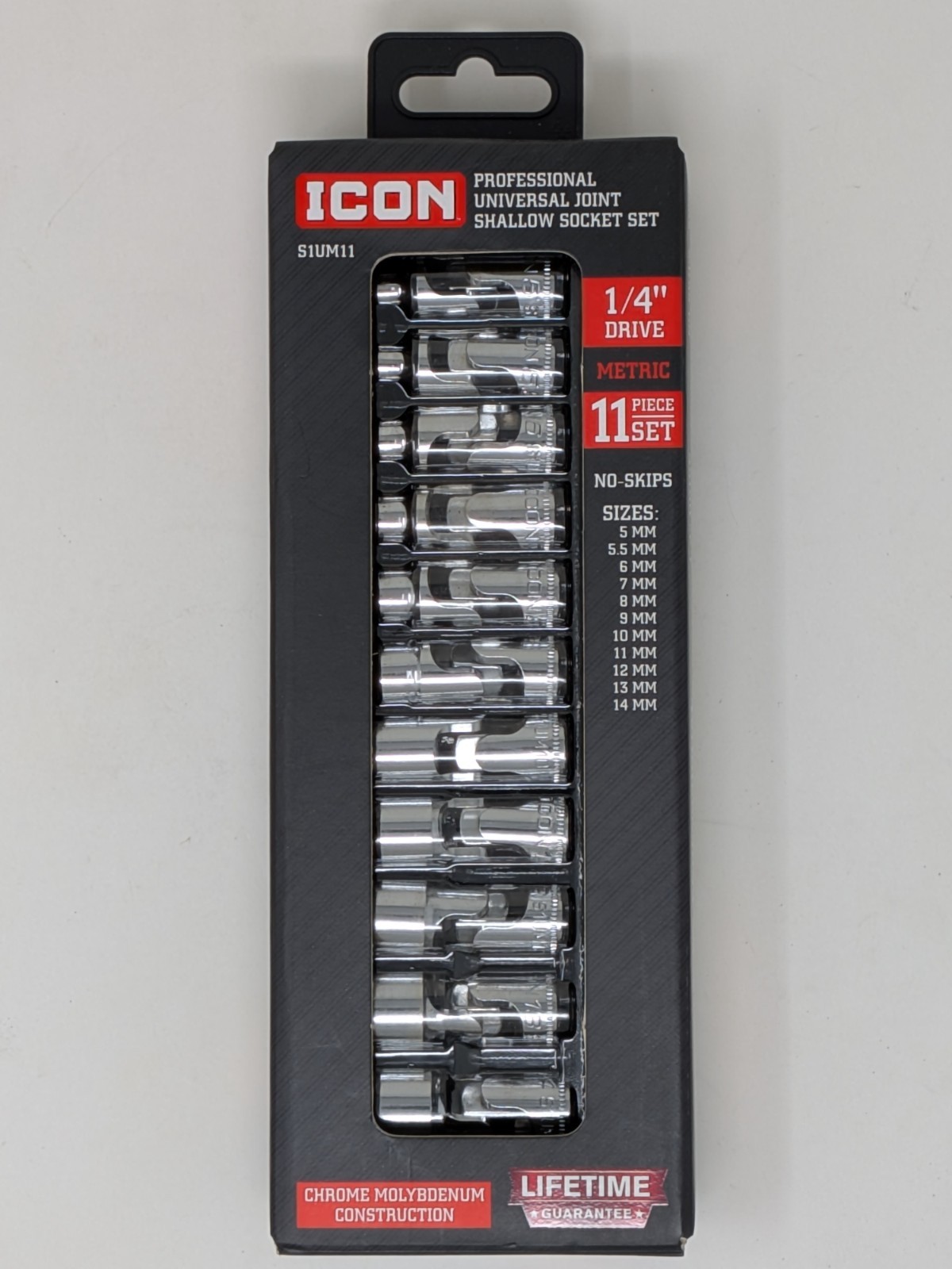 Icon Professional Universal Joint Shallow Metric Socket Set | S1UM11 | 70298