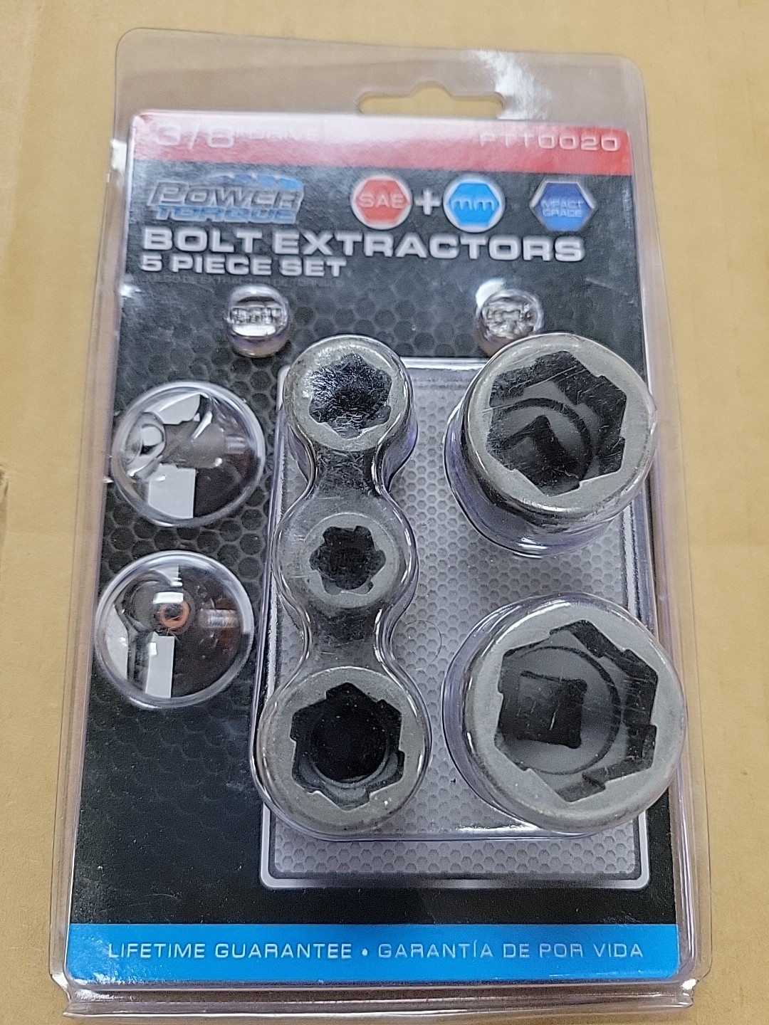 Power Torque 3/8” Drive Bolt Extractors 5 Piece Set, 1096, JL