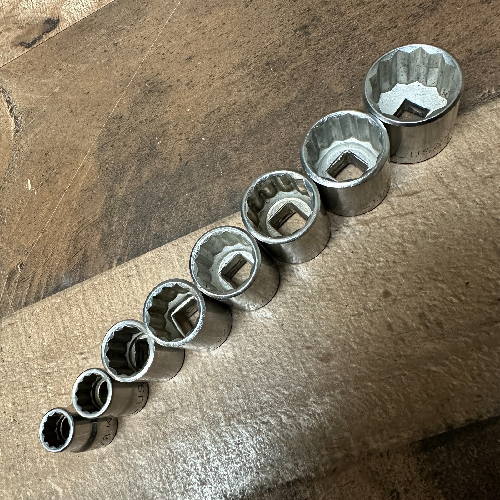 VTG KAL USA 1/2″ Dr 12 Pt Socket Set of 8 3/8 7/16 9/16 5/8 11/16 3/4 13/16 7/8