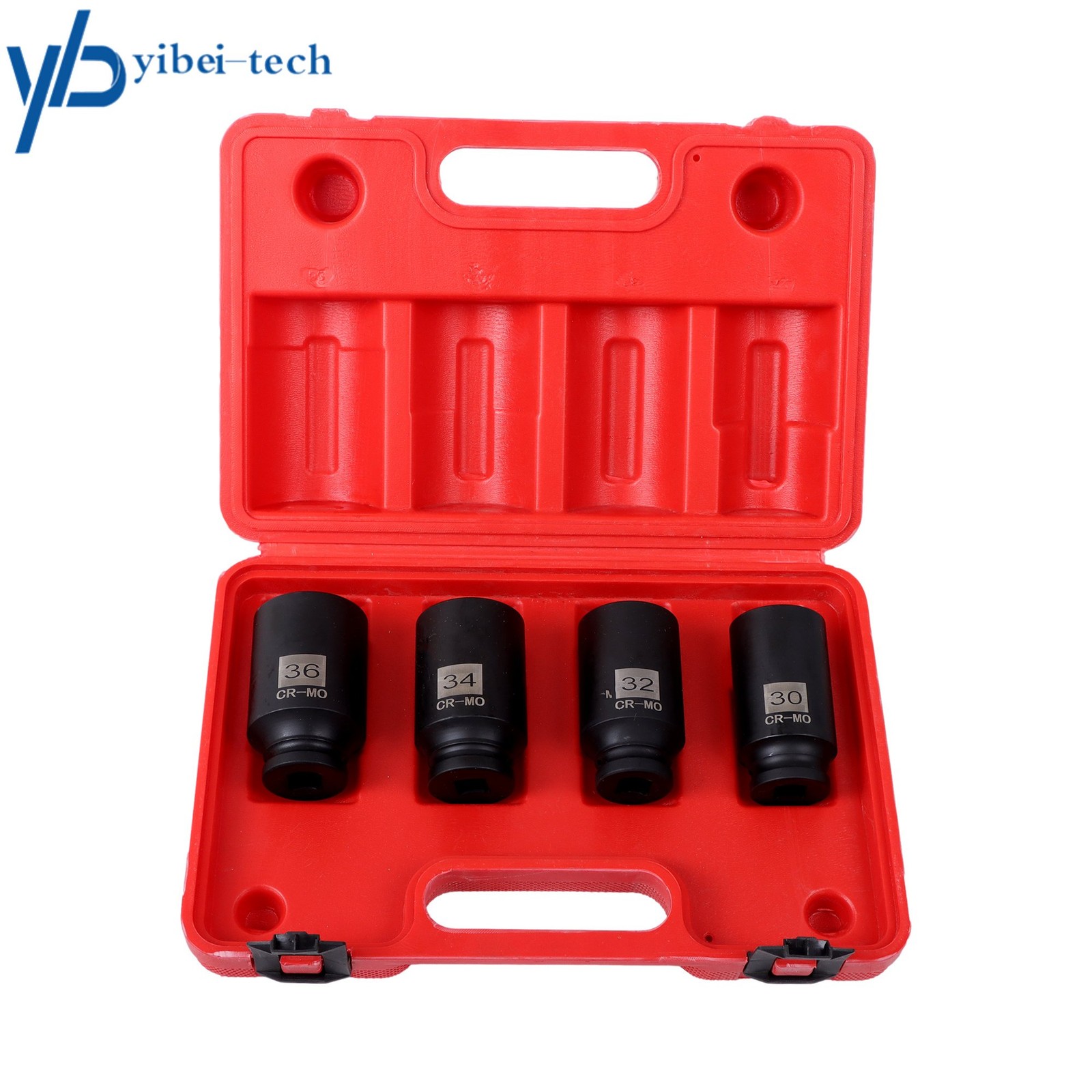 1/2» Drive Deep Spindle Axle Nut Impact Socket Set 12 point 30mm 32mm 34mm 36mm