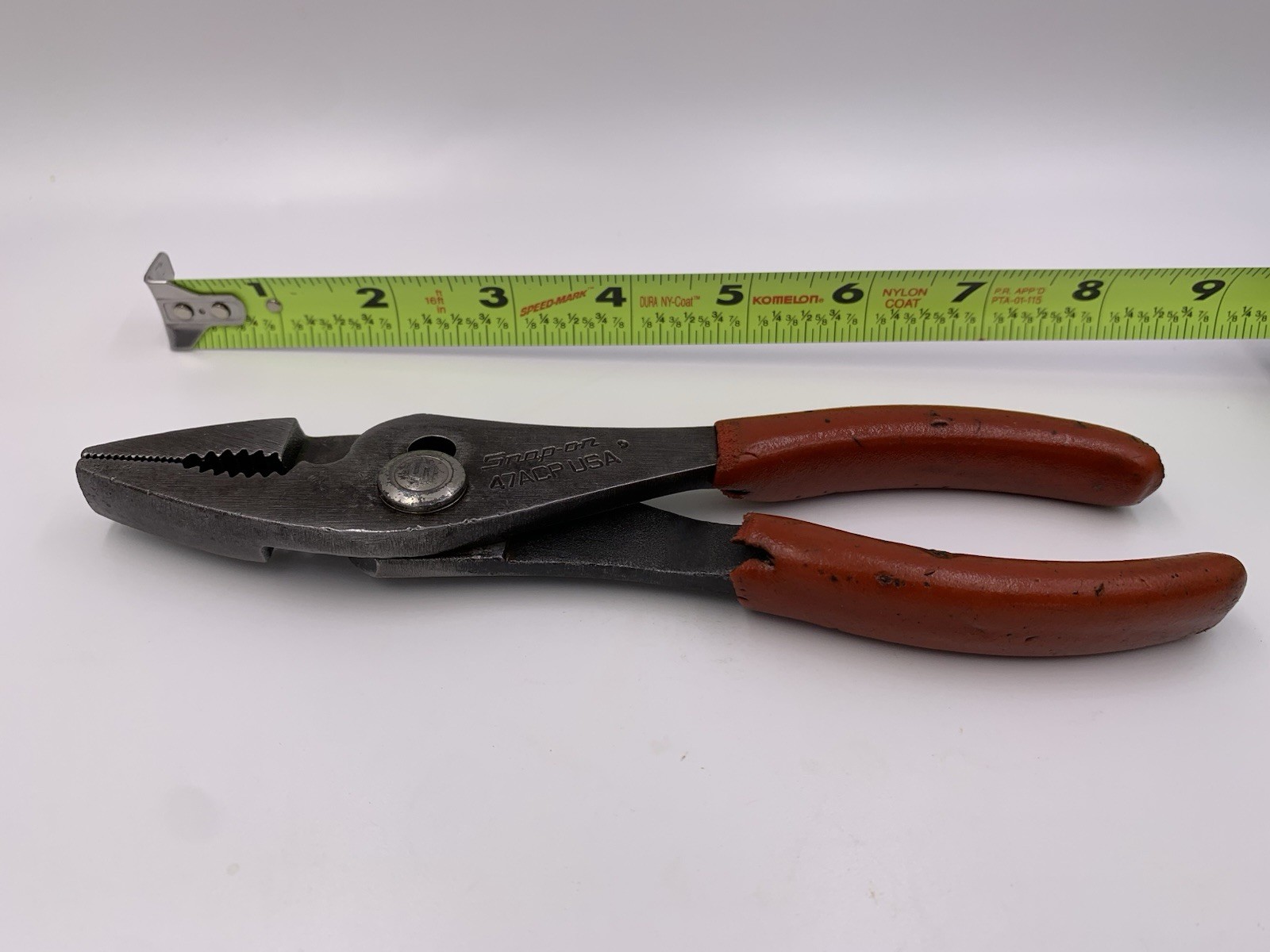 Snap On Tools USA -RED- #47ACP 7.5” Comb Slip Joint Pliers Soft Grip Handles