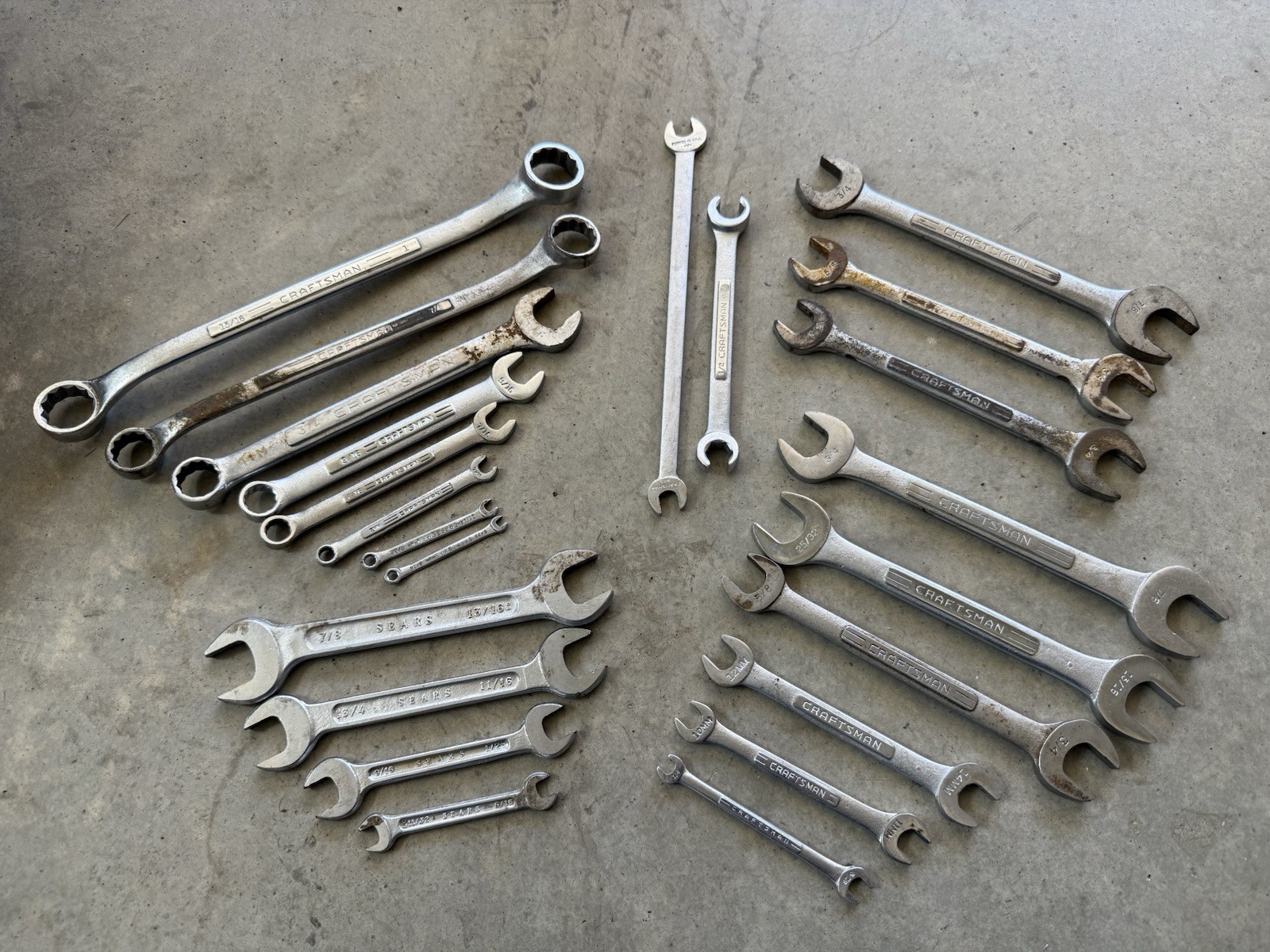 23 Piece Lot of Craftsman (& Sears) Wrenches – Combination – Various Sizes/Used