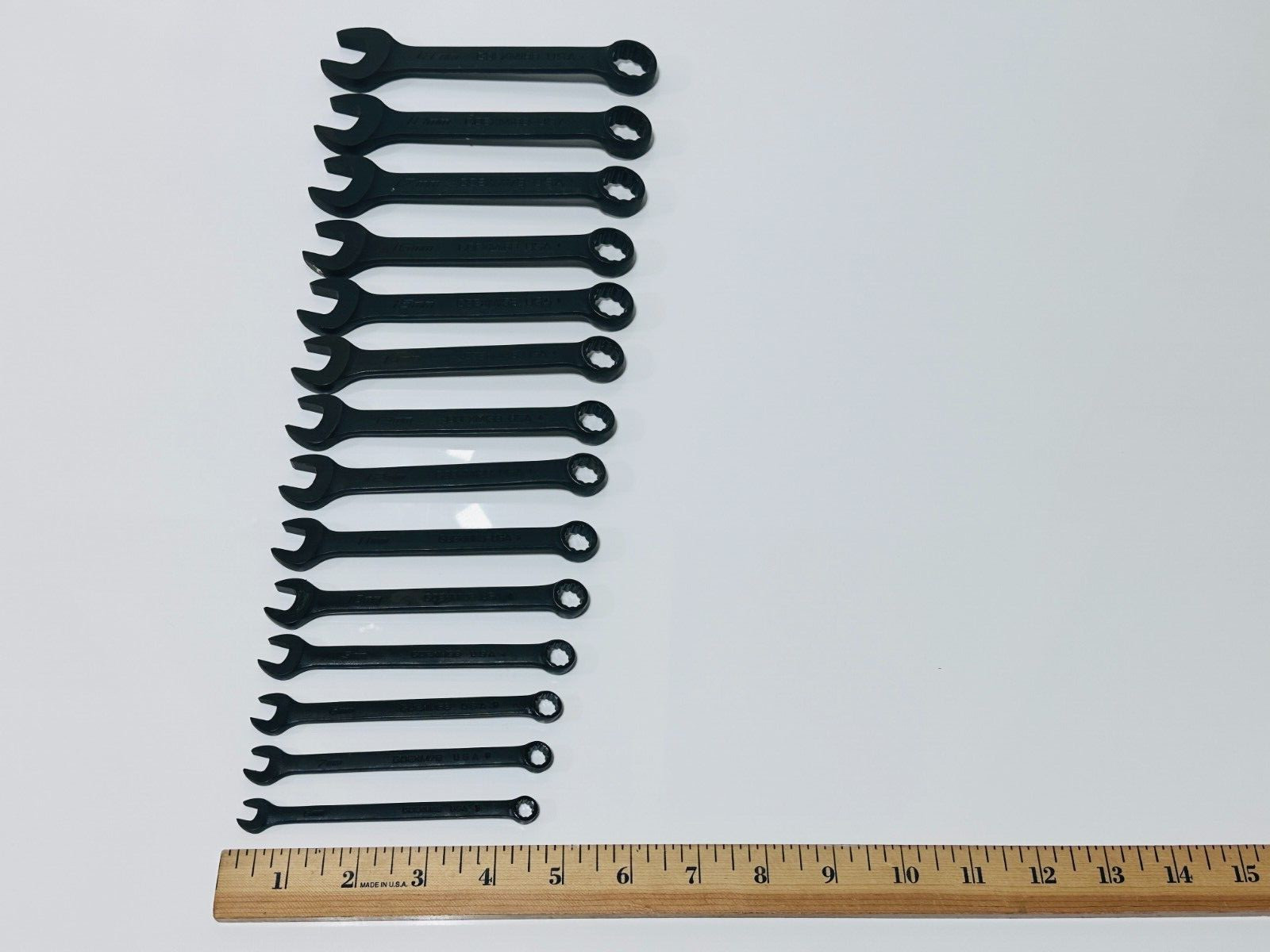 Snap-On USA 14pc Metric GOEXM Industrial Short Combination Wrench Set – 6mm-19mm