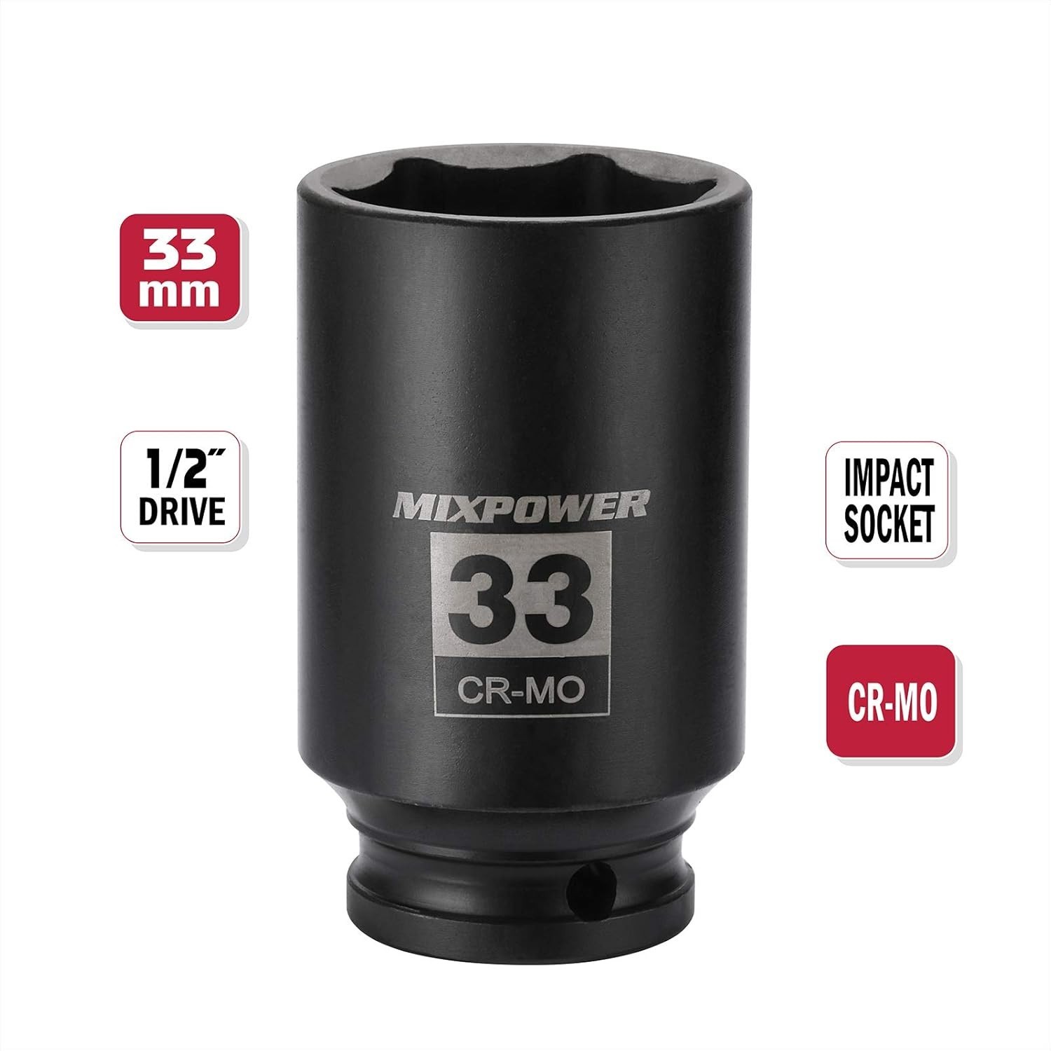 33mm 6-Point Impact Socket – CR-MO for Axle Nut Removal | ANSI Certified
