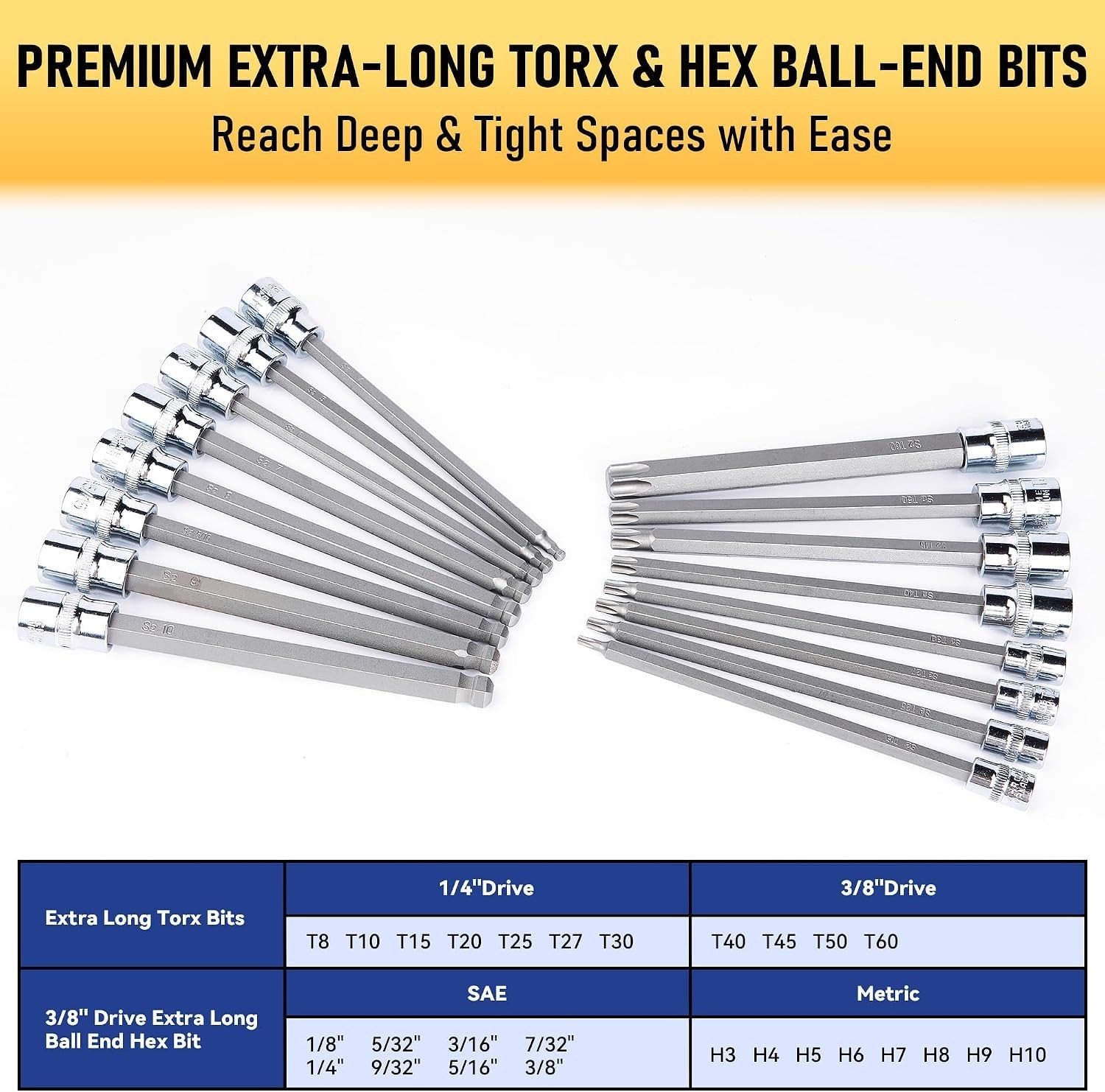 107-Piece Master Torx & Allen Bit Socket Set, S2 Steel, 1/4″ 3/8″ 1/2″ Drive, Lo