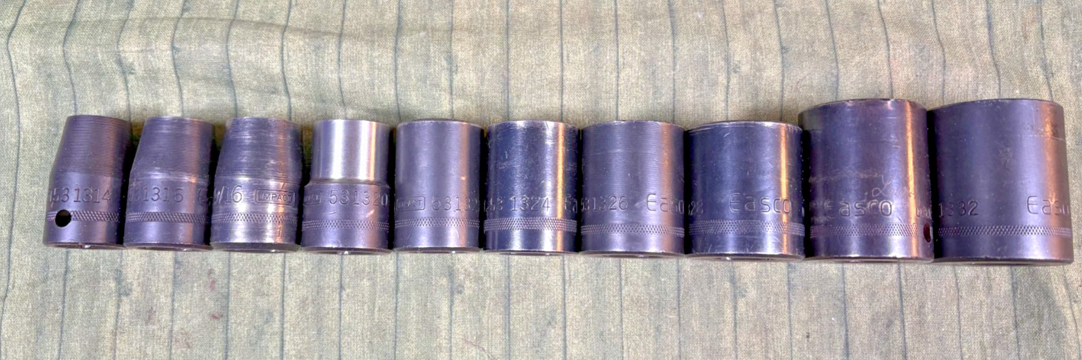 Easco (10) Pc. 6 Pt. 1/2″ Drive SAE Impact Socket Set w/ Tray – Made in U.S.A.