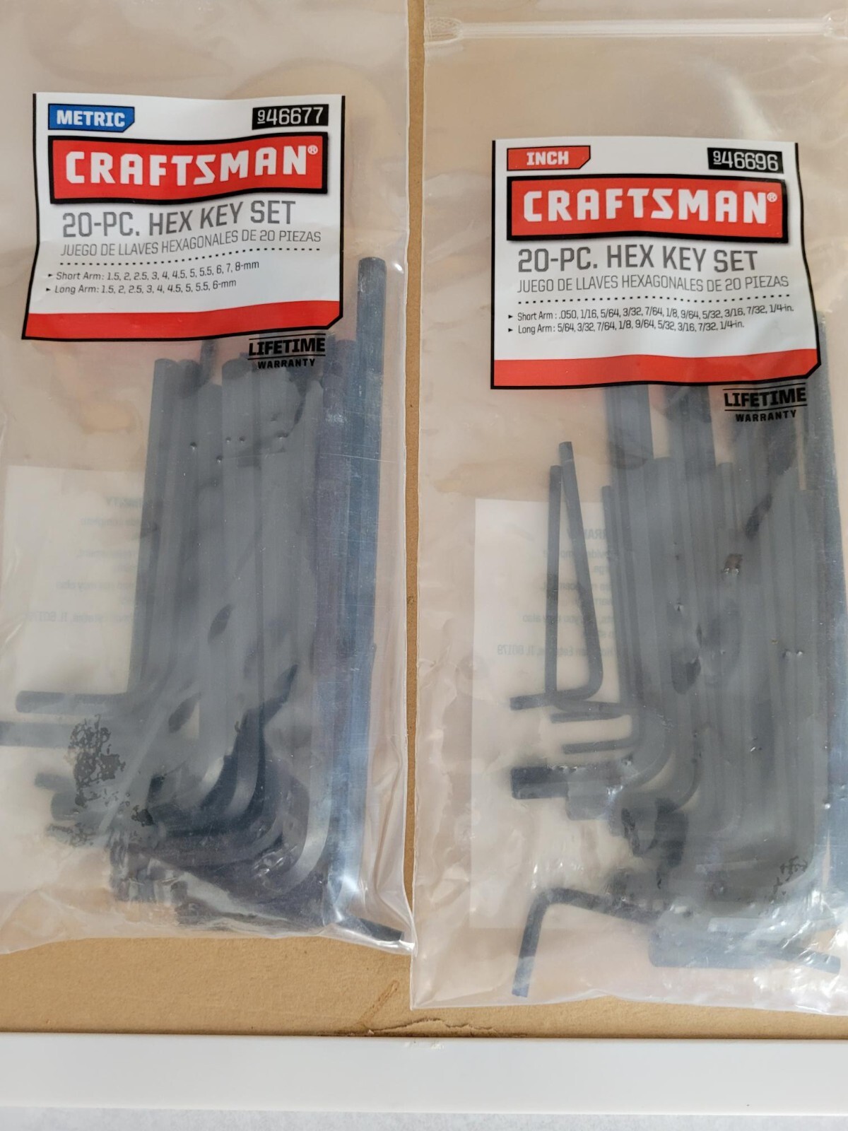 Craftsman 20 Piece Hex Key Set – Set of Metric or SAE or Both / FREE SHIPPING