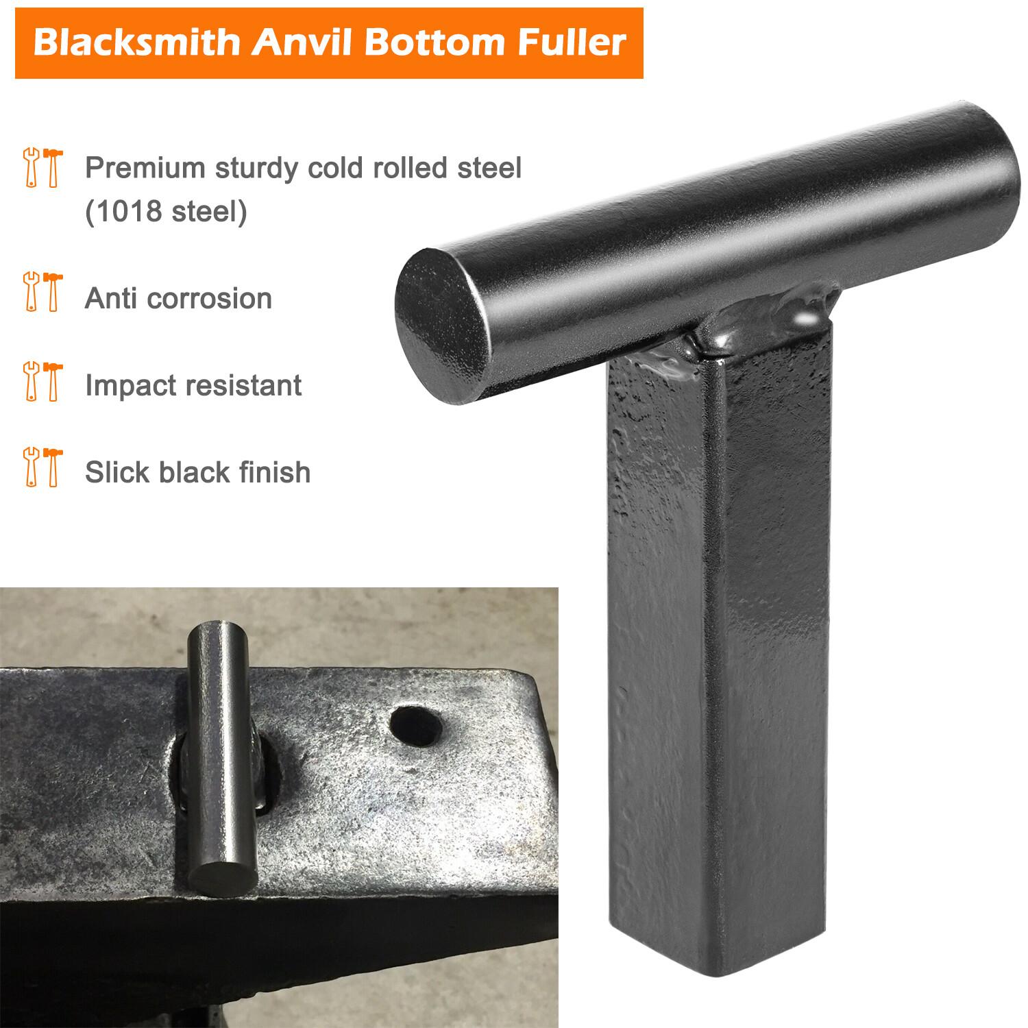 1 Inch Blacksmith Anvil Hardy Tool Set – Hot Cut, Creasing Stake, Fuller, Fork