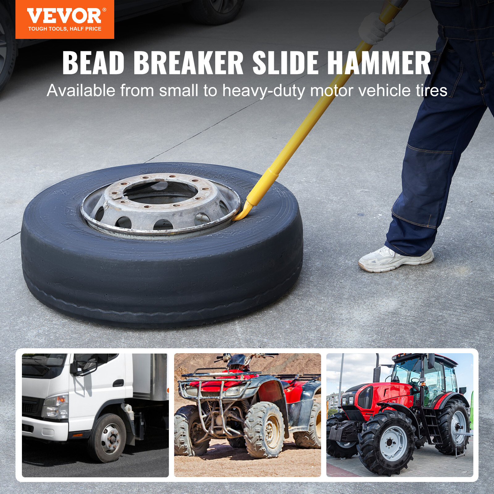 VEVOR Tire Slide Hammer Bead Breaker Heavy-Duty Ram Bar for Car Truck Trailer