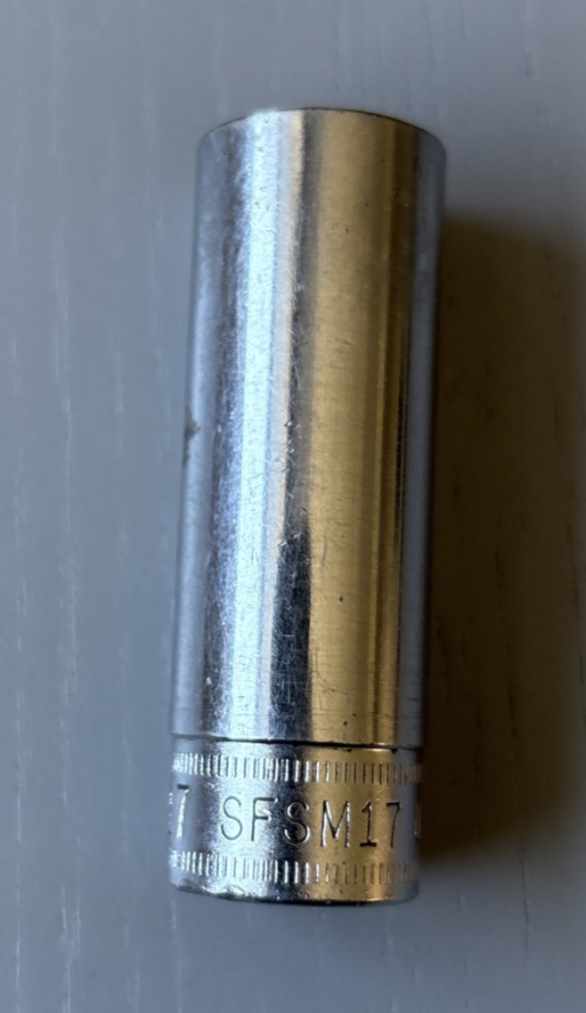Snap-On #SFSM17 17MM Metric Deep Chrome Socket 3/8″ Drive 6PT Made In The USA