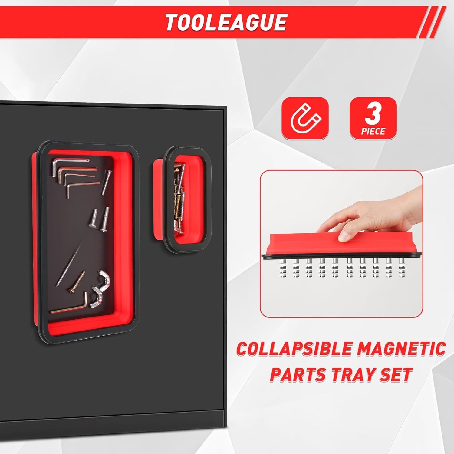 3Pcs Collapsible Magnetic Parts Tray Set with 15Lb Magnetic Pickup Pen