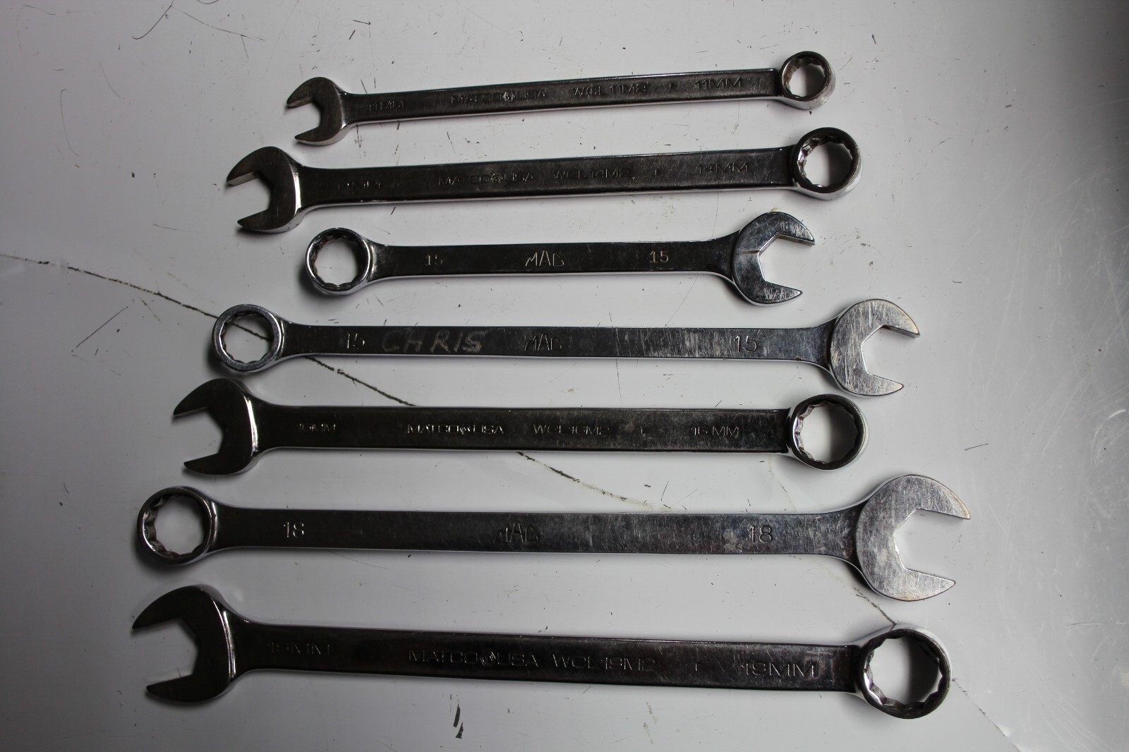 MATCO MAC TOOLS MIXED METRIC WRENCH SET 7 pcs USA 19MM 18MM 15MM 15MM 14MM 11MM