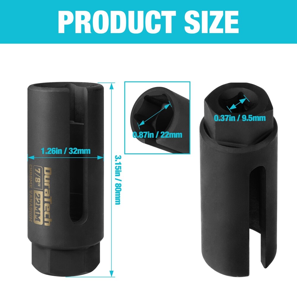 7/8″ 22mm O2 Oxygen Sensor Socket Wrench Remover 3/8″ Dr Installer Sensor Socket