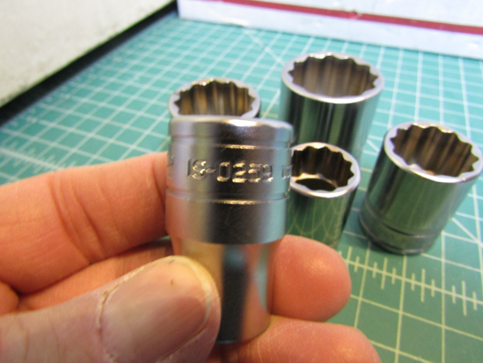 Lot of 5 CAT Sockets, NEW all ½” Drive, Standard Sockets 12 pt, 1 – ½” # 1S-0259